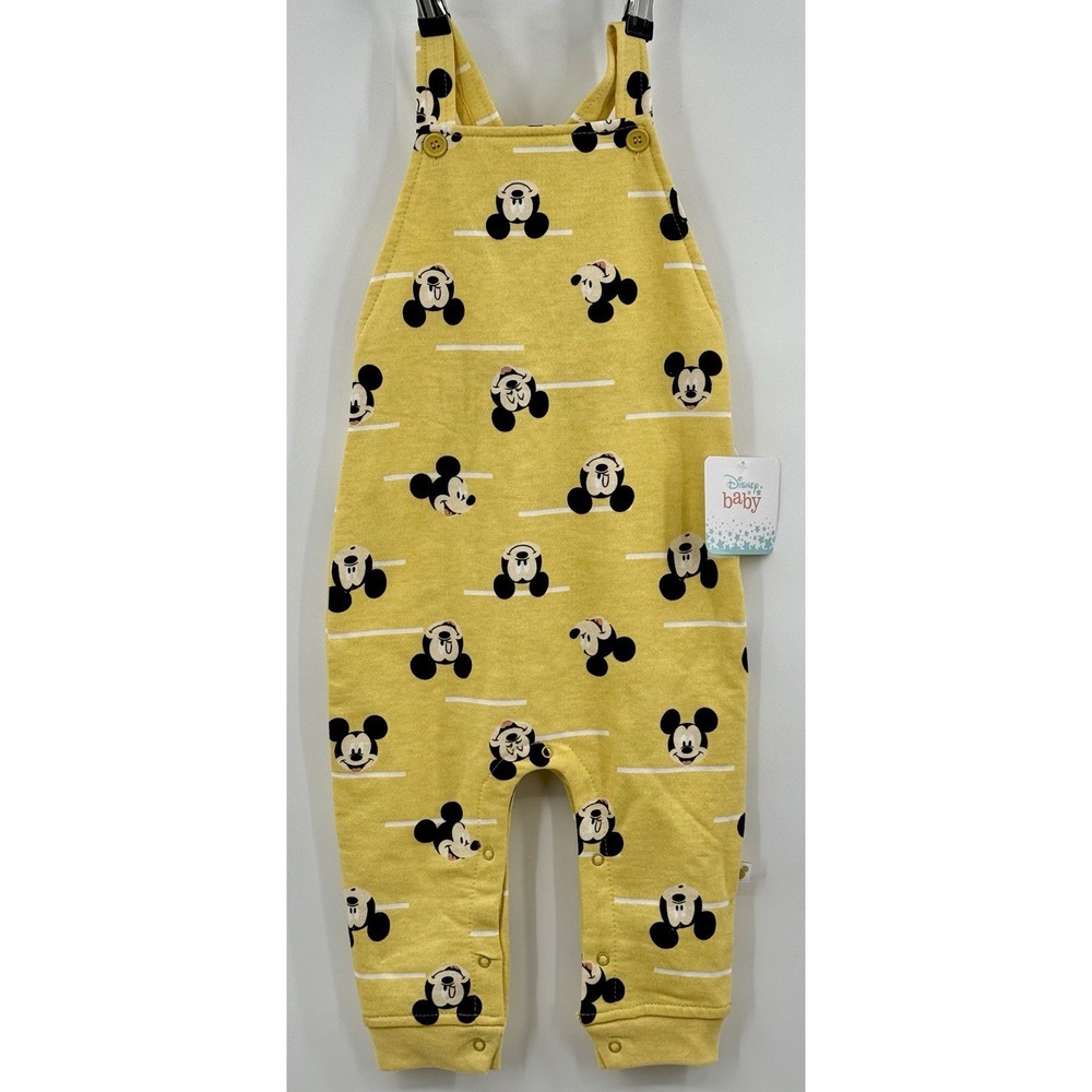 NWT Disney Baby Mickey Mouse Overalls‎ Jumper Knit Spring yellow Adjustable